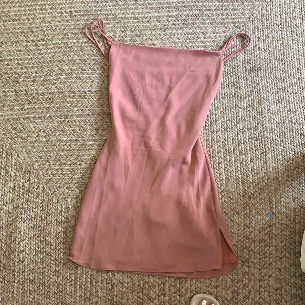 Rose Pink Mini Dress with Criss Cross Back